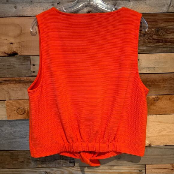 J. Crew Tie-front Button Down Textured Tank Top Bright Orange Sz L Preppy Summer - Picture 11 of 15